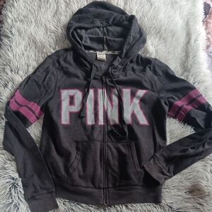 PINK Victoria's Secret Gray and Pink Hoodie